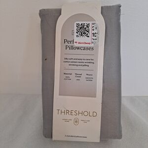 Threshold Standard  Performance Pillowcases Gray Smooth Sateen 100% Cotton